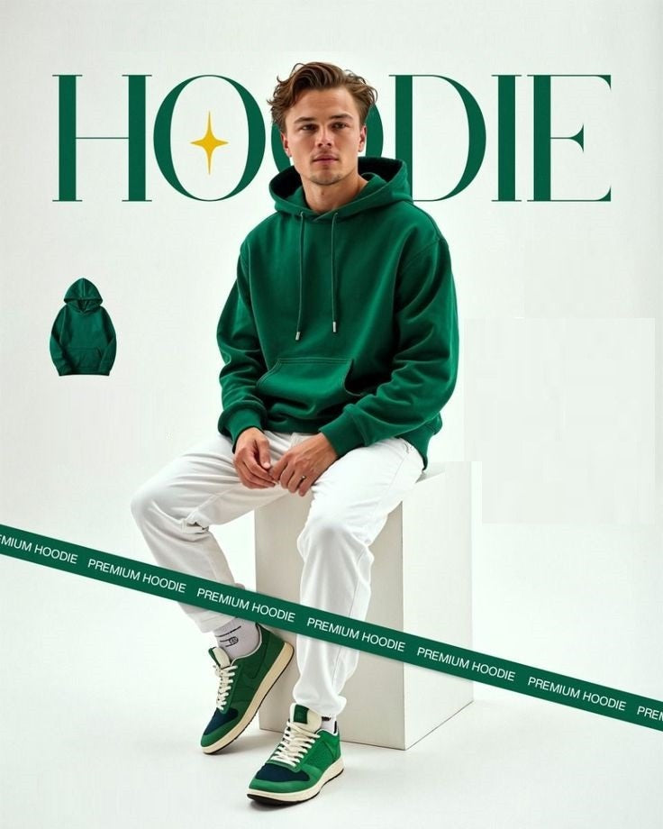 Men's Regular Green Pullover Hoodie